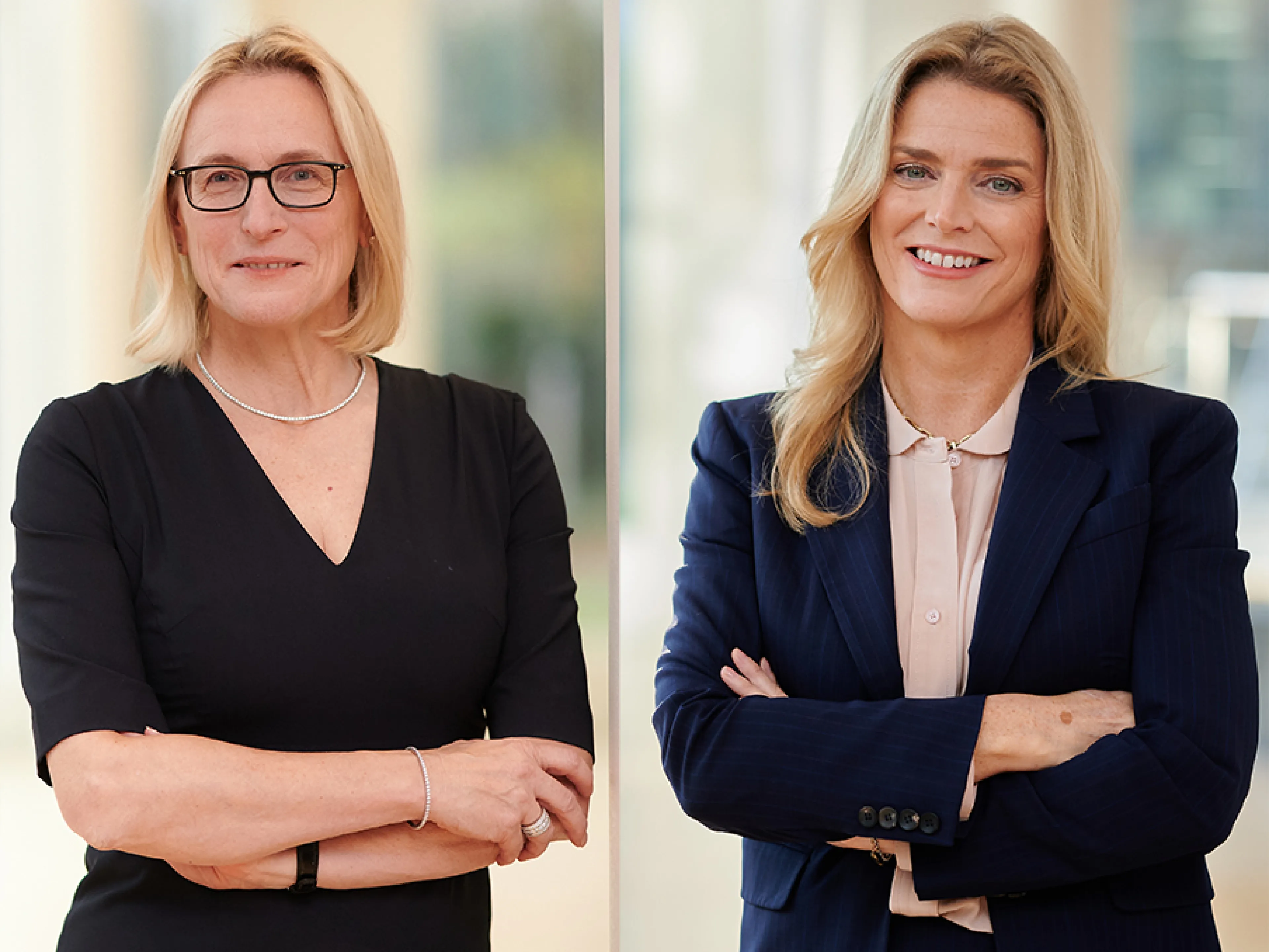 Evonik beruft Claudine Mollenkopf (li.) und Lauren Kjeldsen (re.) in den Vorstand und überträgt ihnen die Leitung der beiden neuen Geschäftssegmente