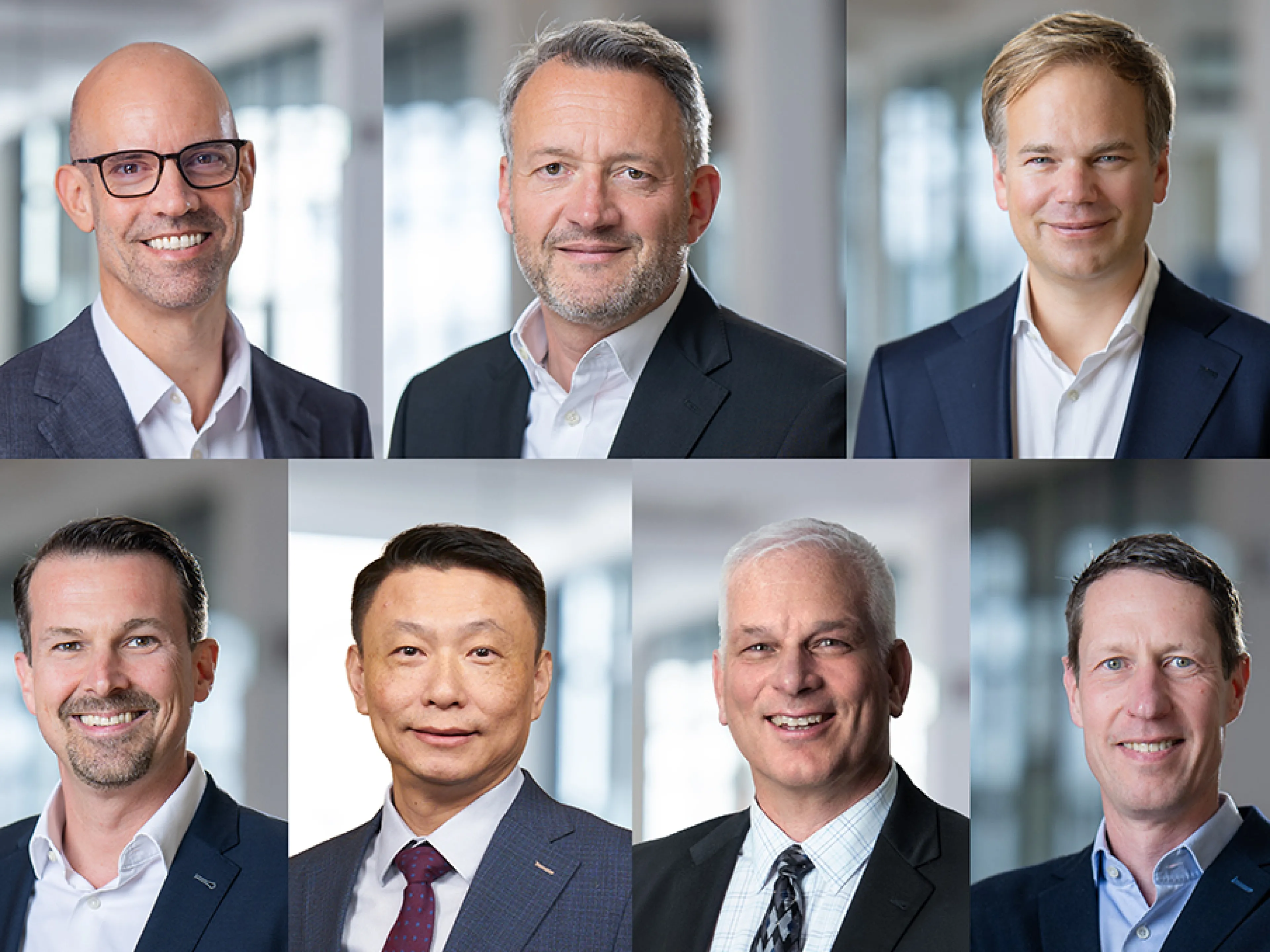 Jens Luehring (li. oben) wird als CEO die Geschicke von BASF Coatings als neue Unternehmen zusammen mit seinen sechs Kollegen leiten