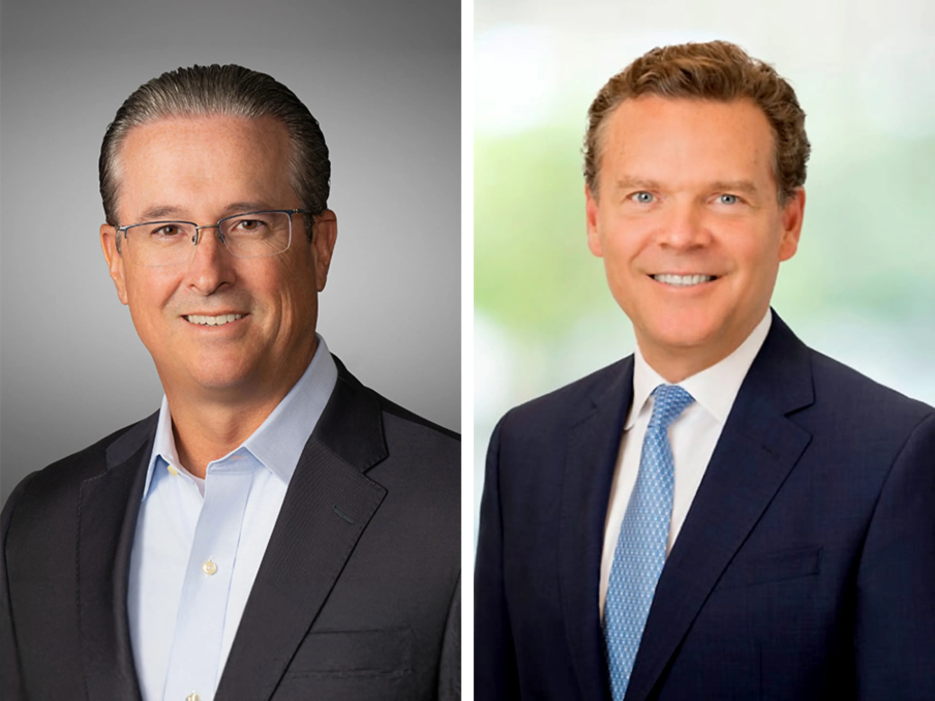Ken Lane (li.), derzeit President und CEO von Olin, soll die Leitung von „OlinHuntsman“ übernehmen. Peter Huntsman (re.), derzeit Chairman, President und CEO von Huntsman, soll nicht geschäftsführender Vorsitzender des Verwaltungsrats werden
