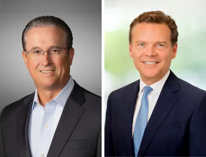 Ken Lane (li.), derzeit President und CEO von Olin, soll die Leitung von „OlinHuntsman“ übernehmen. Peter Huntsman (re.), derzeit Chairman, President und CEO von Huntsman, soll nicht geschäftsführender Vorsitzender des Verwaltungsrats werden