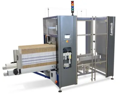 Der Kartonaufrichter „CI-1000“ produziert schnell und flexibel rechtwinklige Verpackungen, Bild: Lantech Der Kartonaufrichter „CI-1000“ produziert schnell und flexibel rechtwinklige Verpackungen
