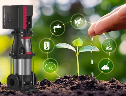 Grundfos strebt an, seine gesamten Treibhausgas-Emissionen aus der Produktion, den Lieferketten oder dem Facility Management bis 2050 auf Netto-Null zu reduzieren, Bild: Adobe Stocks / Arthon sowie Grundfos Grundfos strebt an, seine gesamten Treibhausgas-Emissionen aus der Produktion, den Lieferketten oder dem Facility Management bis 2050 auf Netto-Null zu reduzieren