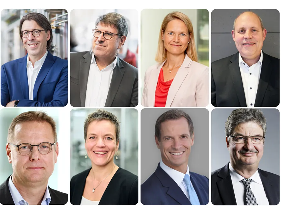 v.l.n.r./v.o.n.u.: Neue Dechema-Vorstandsmitglieder unter der Leitung von Dr. Wolfram Stichert (1.v.l.): Thomas Hirth, Sonja Berensmeier, Ralph Kleinschmidt, André Overmeyer, Andrea Traube, Andreas Widl und Maximilian Fleischer, Bild: Dechema Neue Dechema-Vorstandsmitglieder unter Leitung von Dr. Wolfram Stichert