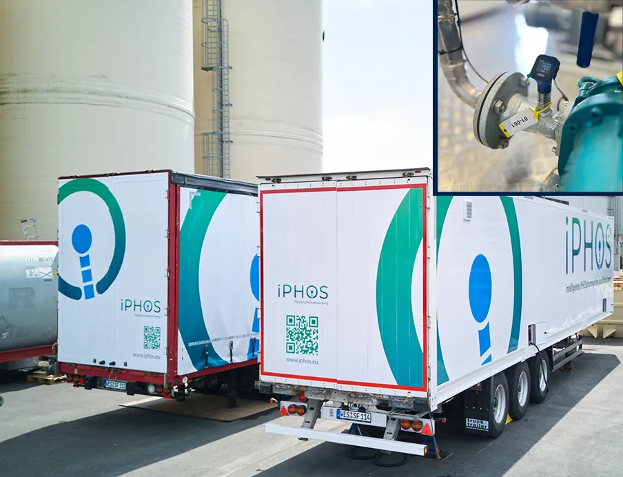 Für die Phosphorrückgewinnung liefert Jumo nicht nur einzelne Messgeräte, sondern bietet ein ganzheitliches Konzept zur Prozessüberwachung an die implementierte Prozesssteuerung in einem der beiden Lkw-Auflieger
