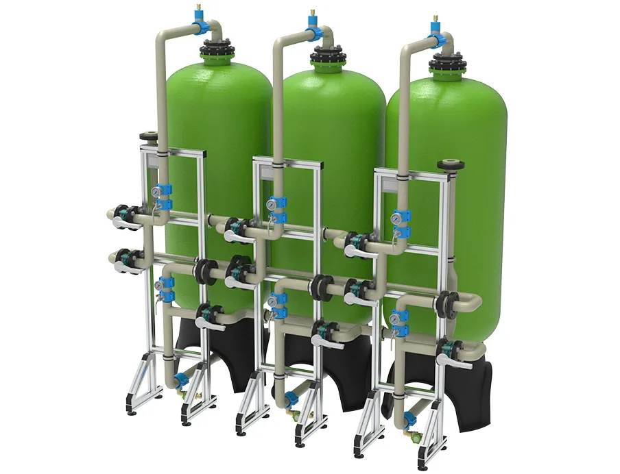 Die Dreifach Absorberanlage von Grünbeck: Reihengeschaltete Filterbehälter mit hochselektivem Absorberharz ermöglichen eine verlässliche PFAS-Entfernung bei hoher Betriebssicherheit und Kapazitätsausnutzung