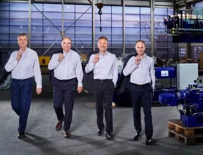 Das Führungsteam von KSB (v.l.n.r.): Dr. Matthias Schmitz, Ralf Kannefass, Dr. Stephan Bross und Dr. Stephan Timmermann